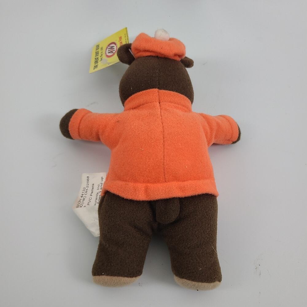 2000 A&W Root Beer Bear Small 7" Plush Orange Shirt S-37 NWT - Picture 4 of 5